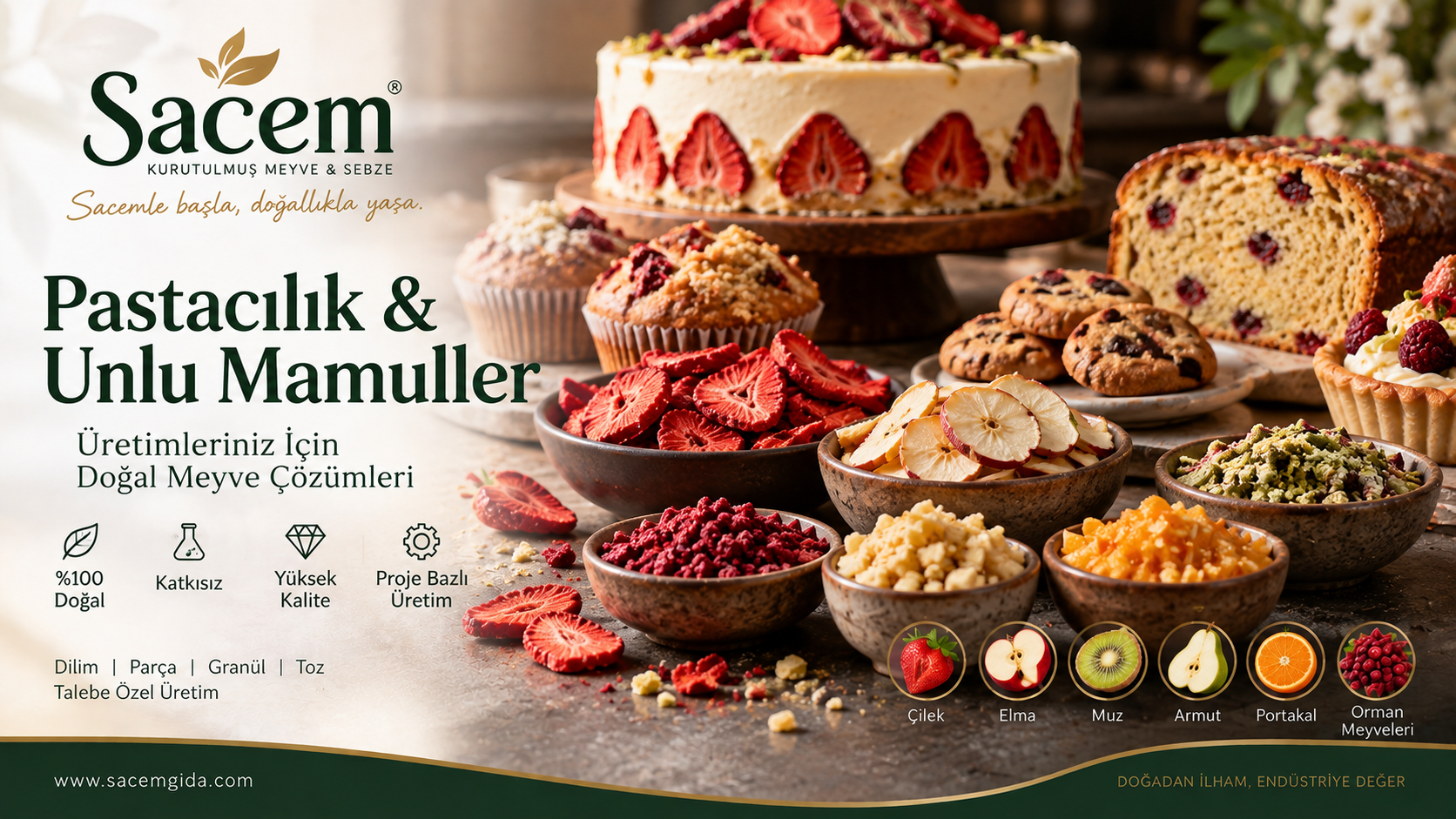 Sacem Gıda pastacılık ve unlu mamuller için kurutulmuş meyve çözümleri