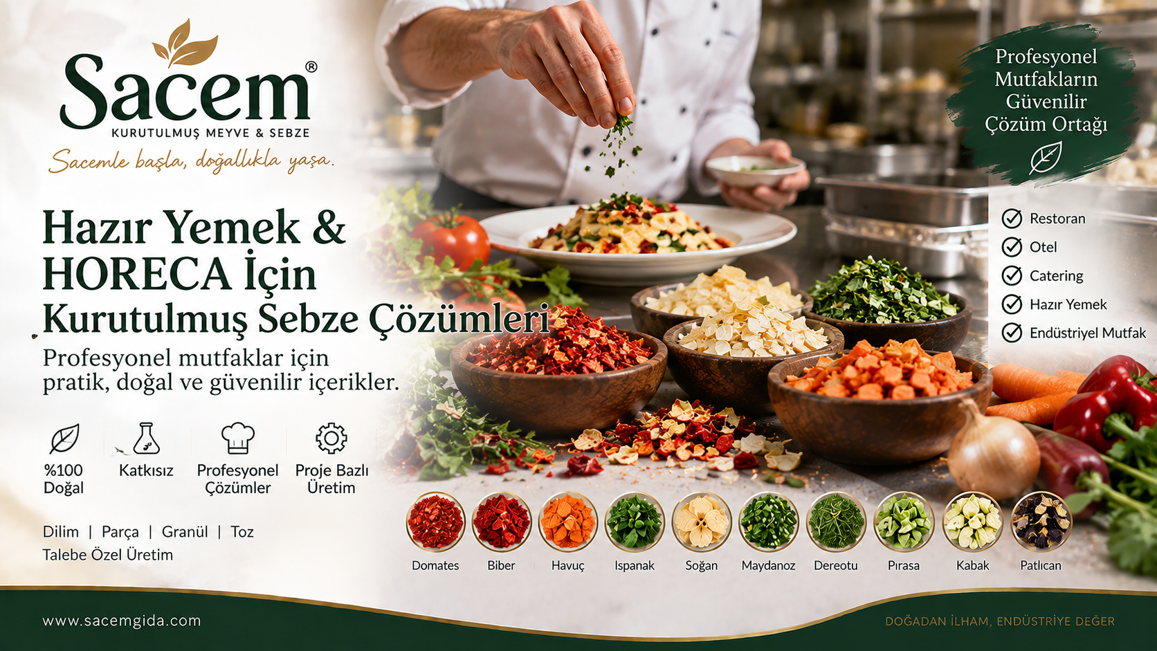 Sacem Gıda hazır yemek ve HORECA için kurutulmuş sebze çözümleri